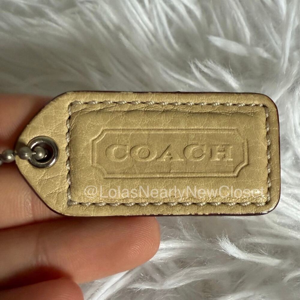 1.5" y2k COACH Champagne Tan Fob Bag Charm Hang tag Hangtag